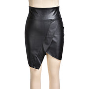 Women's Black leather mini skirts