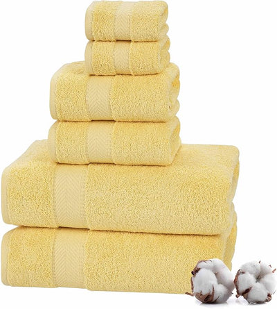 Luxury Turkish Cotton Bath Towel Set - 6-Piece Soft & Absorbent Bathroom Towels for Spa-Like Comfort, Premium Quality, Quick-Dry & Plush Towels for Bathroom Essentials