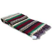 Premium Thick Mexican Blanket – Handwoven Red & Green Serape | Authentic Yoga, Beach, Picnic & Decorative Throw